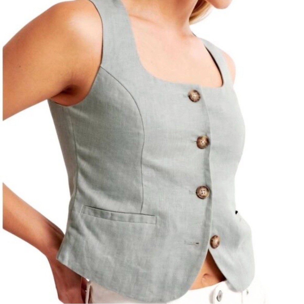 Abercrombie & Fitch Light Gray Button-Down Blouse
